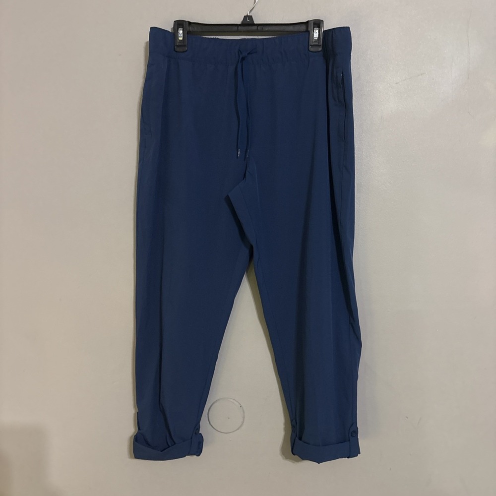 Reel Legends Adventure Womens Pants Large Pull On Pockets Blue Lightweight Capri